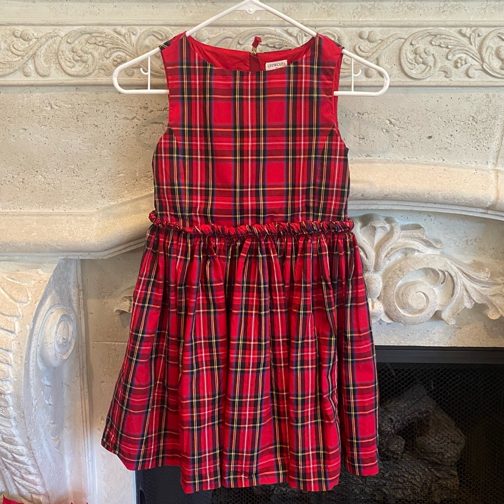 Girls Crewcuts Holiday Red Tartan Plaid Dress Pleated J.Crew